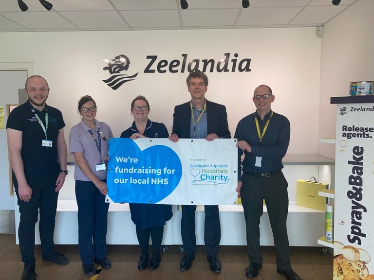 Zeelandia UK present the cheque to Colchester & Ipswich Hospitals Charity children’s ward.